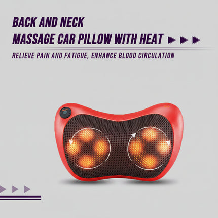 Back & Neck Massage Pillow with Heat – Shiatsu Infrared Therapy for Home, Office & Car