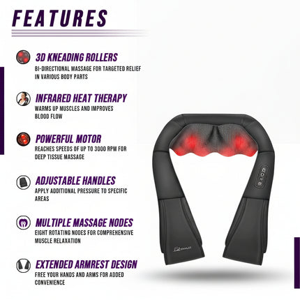 Neck & Shoulder Massager with Heat – Shiatsu Deep Tissue Relief